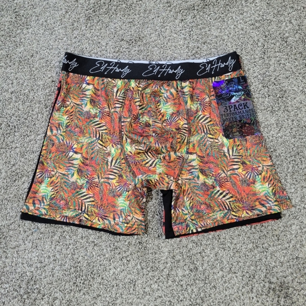 Ed Hardy 3 Pack Mens Size Large 36-38 Performance Boxer Briefs Underwear